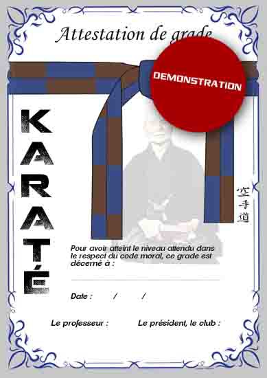 Attestation ceinture bleue marron INFO KARATE P dagogie karat